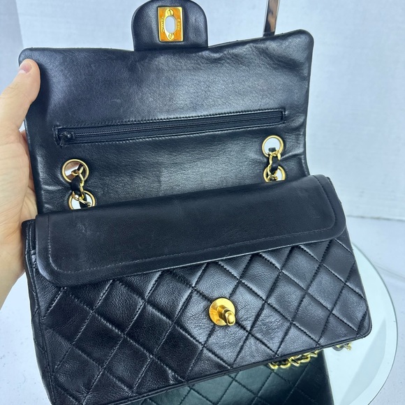 CHANEL Double Flap Quilted CC Logo Lambskin Chain Shoulder Bag - Picture 10 of 17